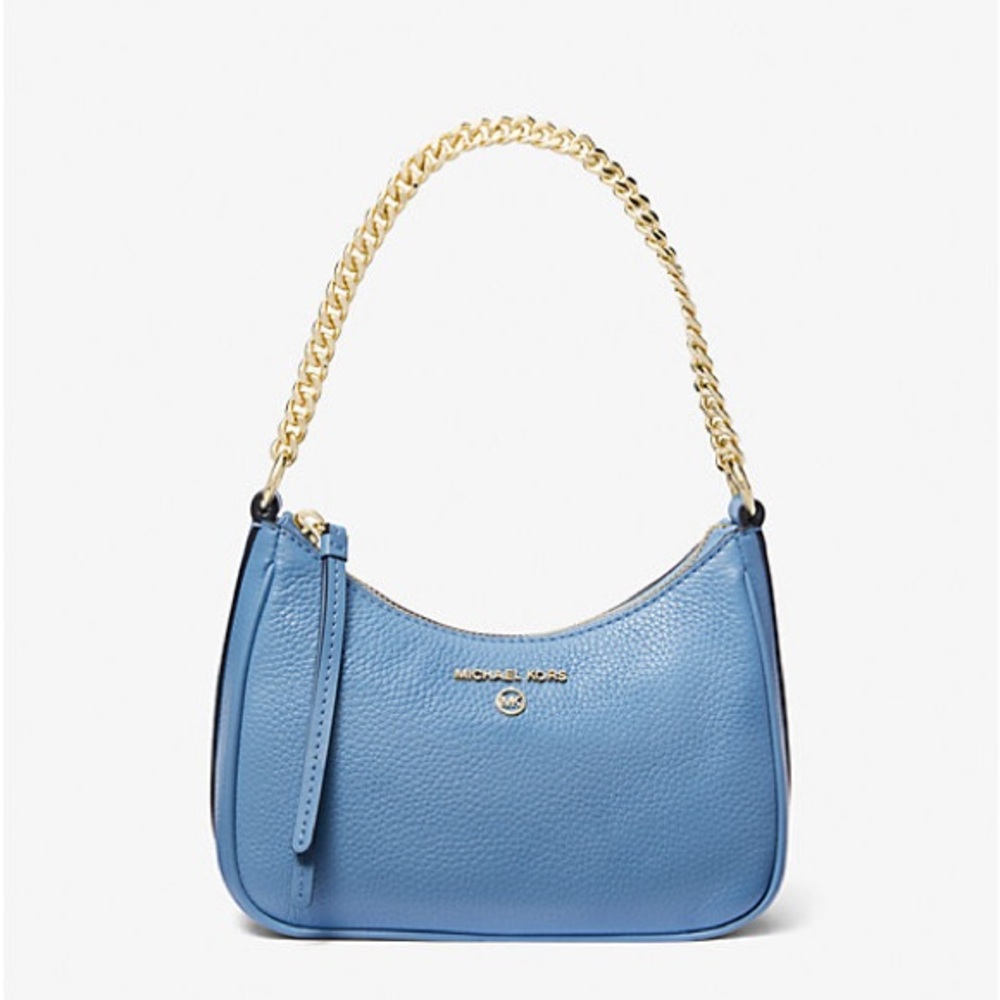 Michael Kors Jet Set Charm Small Pebbled Leather Pochette in a light blue